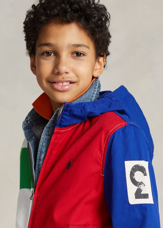 colorblock multi copii Ralph Lauren jachetă cu glugă din bumbac color-blocat 046885991