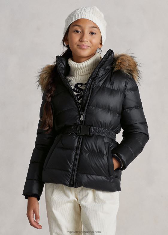 negru copii Ralph Lauren jachetă de puf rezistentă la apă 046887508
