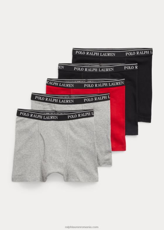 andover heather/negru copii Ralph Lauren Boxer din bumbac cu nervuri, pachet de 5 046886404