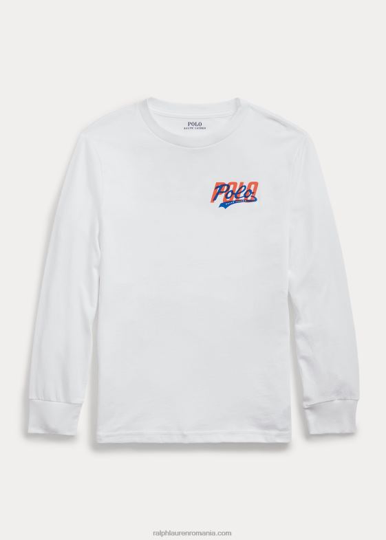 alb copii Ralph Lauren tricou cu mânecă lungă din tricou cu logo 046886668