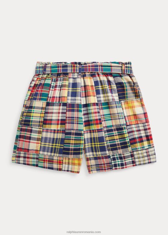 3247 madras mozaic copii Ralph Lauren patchwork cu centuri madras paperbag scurt 046887115