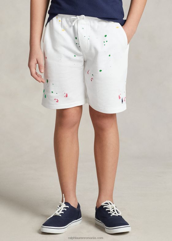 alb copii Ralph Lauren vopsea splatter-print spa terry scurt 046886004