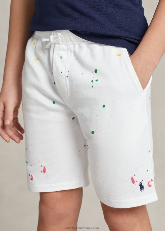 alb copii Ralph Lauren vopsea splatter-print spa terry scurt 046886004