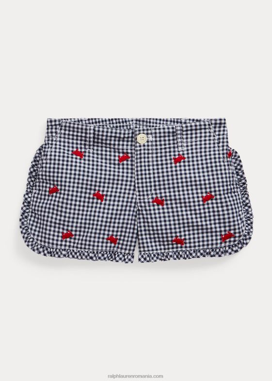 bleumarin rafinat/alb copii Ralph Lauren scurtă din popelin de bumbac vichy crab 046886863