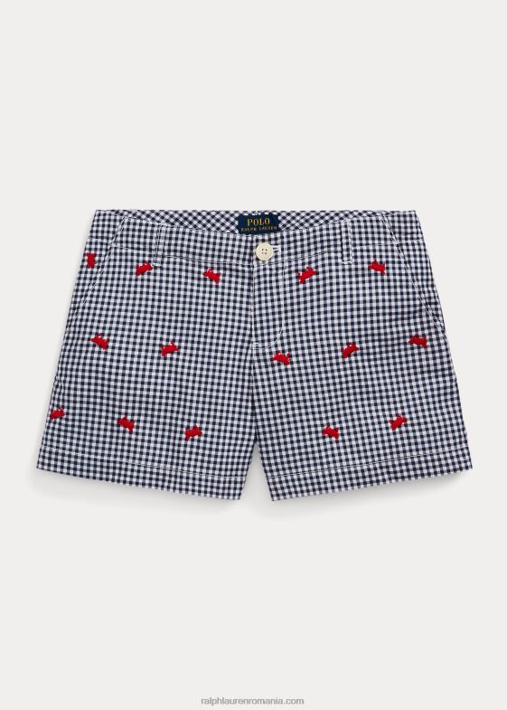bleumarin rafinat/alb copii Ralph Lauren scurtă din popelin de bumbac vichy crab 046887155