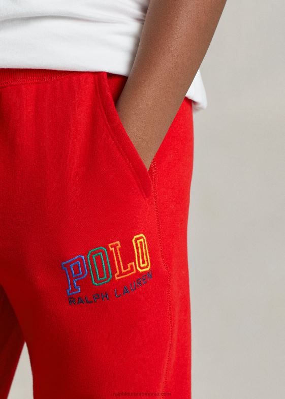 200 rl roșu copii Ralph Lauren pantaloni de jogger cu fleece cu logo 046886564
