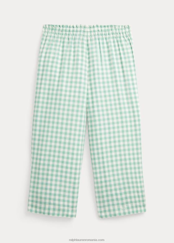 alb decolorat mentă/deckwash copii Ralph Lauren pantaloni Madras din bumbac trunchiat 046886837