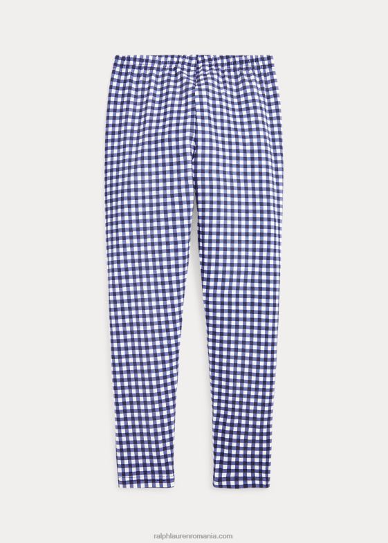 vichy albastru copii Ralph Lauren jambiere din jerseu stretch vichy 046887564