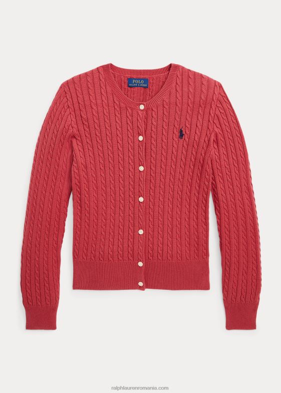 Ardei iute copii Ralph Lauren cardigan din bumbac cu mini cablu 046887245