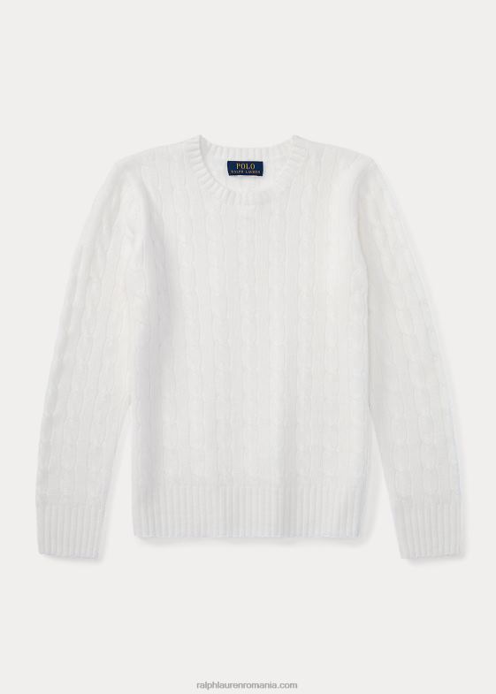 alb cald copii Ralph Lauren iconicul pulover din cașmir tricot în cablu 046886218