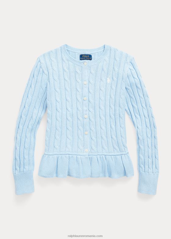 albastru de birou/Nevis copii Ralph Lauren cardigan peplum din bumbac tricot cablu 046887552