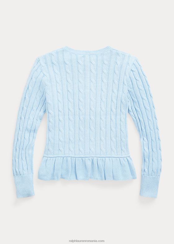 albastru de birou/Nevis copii Ralph Lauren cardigan peplum din bumbac tricot cablu 046887552