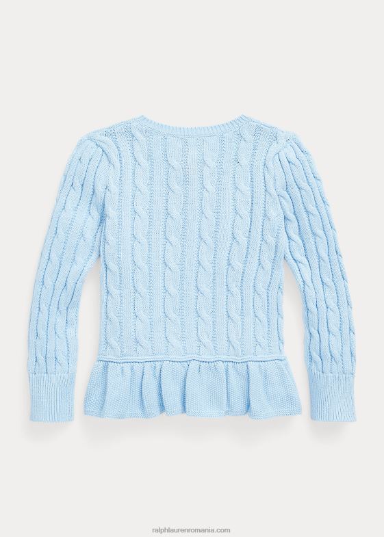 albastru de birou/Nevis copii Ralph Lauren cardigan peplum din bumbac tricot cablu 046889993