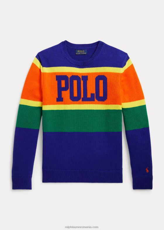 city ​​royal multi copii Ralph Lauren pulover din bumbac cu dungi cu logo 046889932