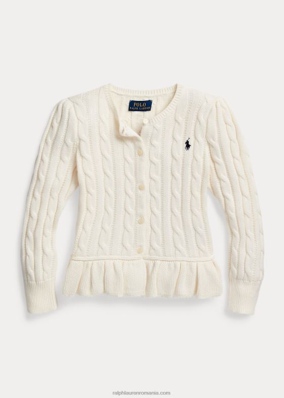 clubhouse crm w/rafinat copii Ralph Lauren cardigan peplum din bumbac tricot cablu 046889992