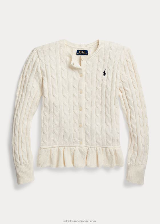 clubhouse crm w/rafinat copii Ralph Lauren cardigan peplum din bumbac tricot cablu 046889999