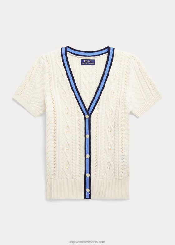 cremă de greier multi copii Ralph Lauren cardigan de cricket din bumbac cu maneca scurta 046887530