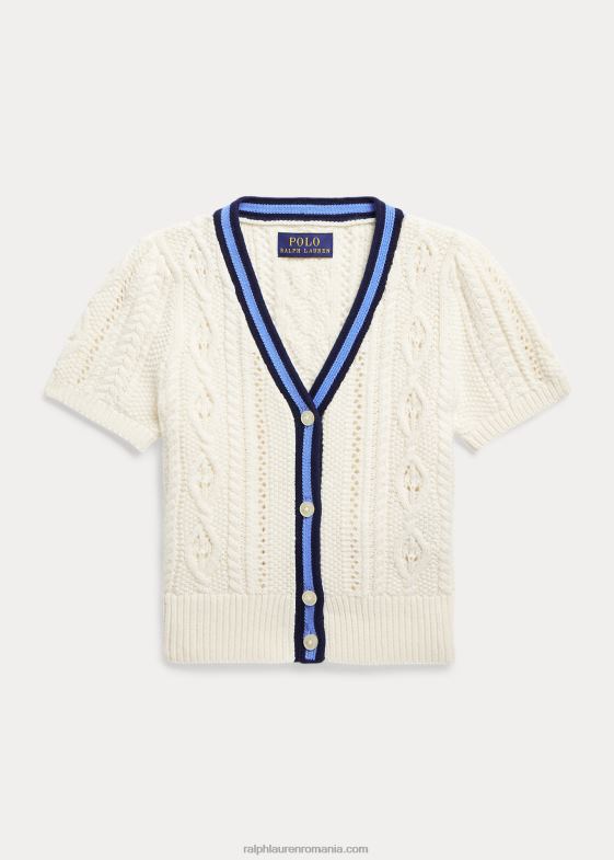 cremă multi copii Ralph Lauren cardigan de cricket din bumbac cu maneca scurta 046887384