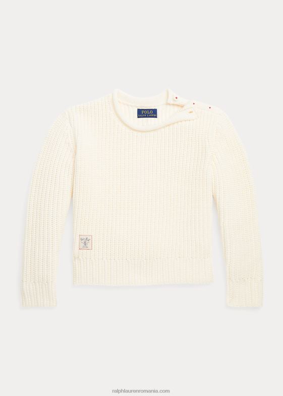 crema clubhouse copii Ralph Lauren pulover din bumbac cu guler rulat 046887454