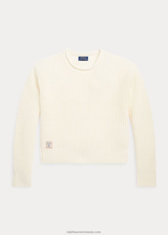 crema clubhouse copii Ralph Lauren pulover din bumbac cu guler rulat 046887599