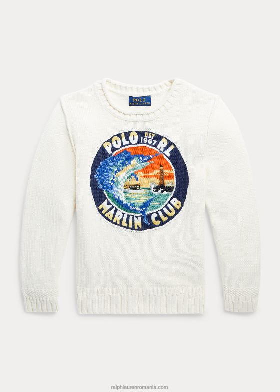 crema clubhouse copii Ralph Lauren pulover din bumbac marlin 046889767