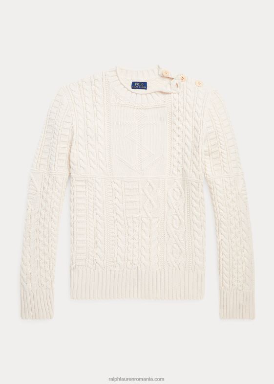 crema imobiliara copii Ralph Lauren pulover din bumbac cu tricot aran 046886681
