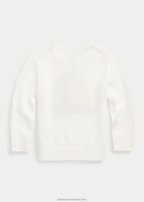 deckwash alb copii Ralph Lauren pulover din bumbac pentru barca cu pânze 046885666