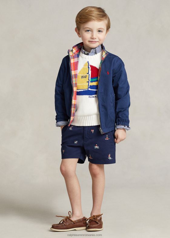 deckwash alb copii Ralph Lauren pulover din bumbac pentru barca cu pânze 046885666