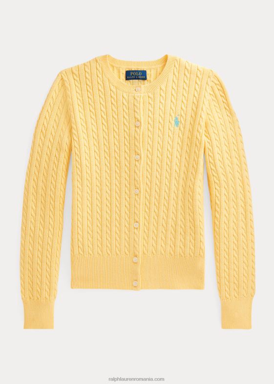galben de porumb copii Ralph Lauren cardigan din bumbac cu mini cablu 046887247