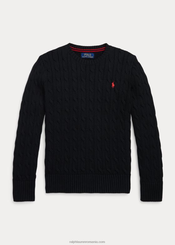 negru copii Ralph Lauren pulover din bumbac tricot cablu 046886547