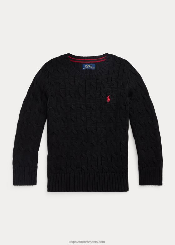 negru copii Ralph Lauren pulover din bumbac tricot cablu 046889898