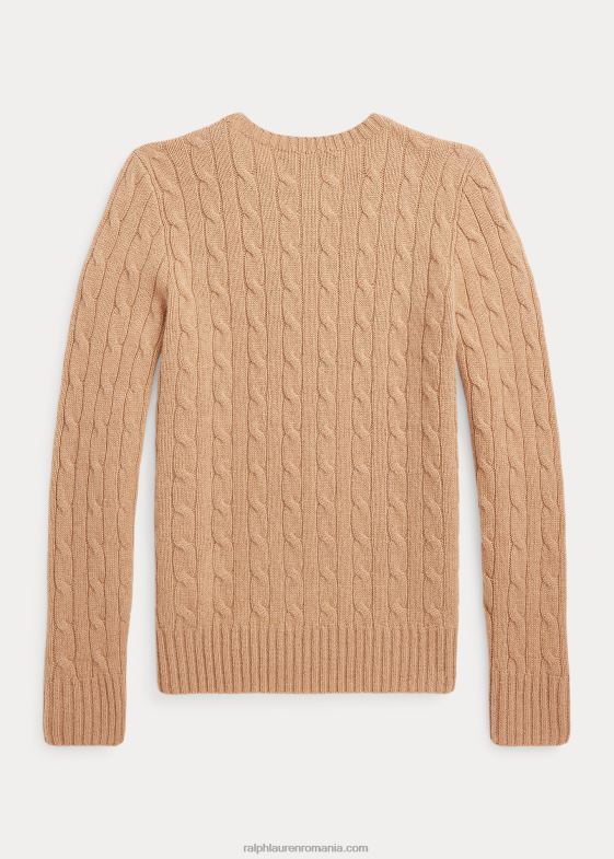 nou melange de cămilă copii Ralph Lauren iconicul pulover din cașmir tricot în cablu 046886206