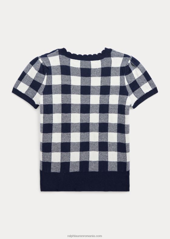rafinat bleumarin multi copii Ralph Lauren pulover cu mânecă scurtă din bumbac vichy 046887366