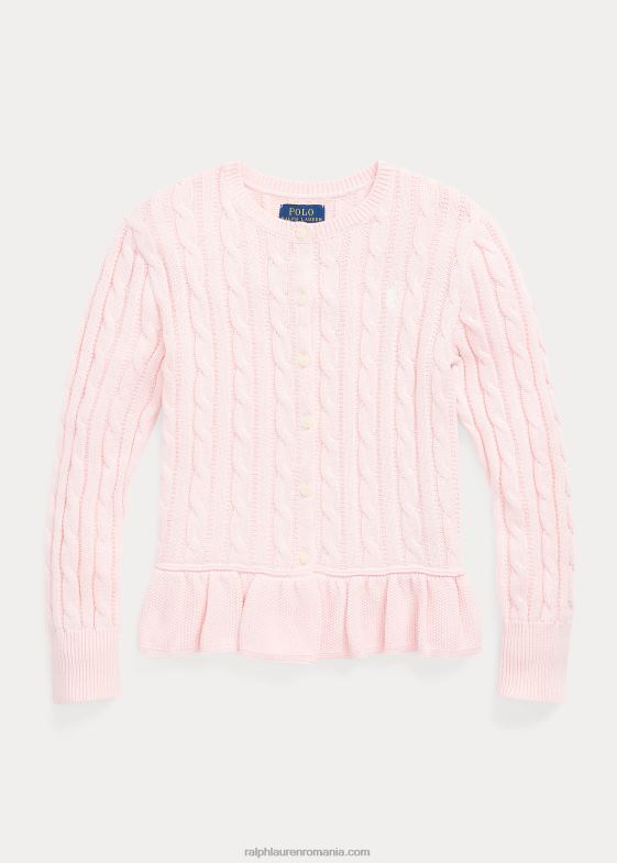 un pic de roz copii Ralph Lauren cardigan peplum din bumbac tricot cablu 046887553
