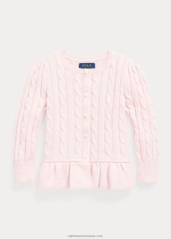 un pic de roz copii Ralph Lauren cardigan peplum din bumbac tricot cablu 046889994