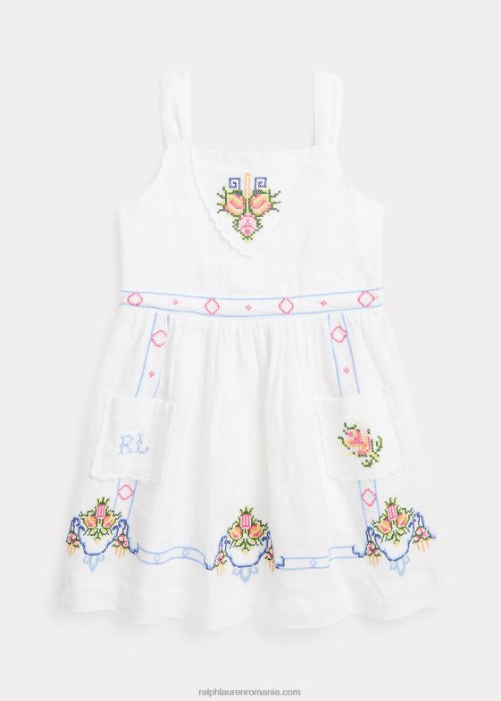 alb copii Ralph Lauren rochie din in brodat floral 046889968