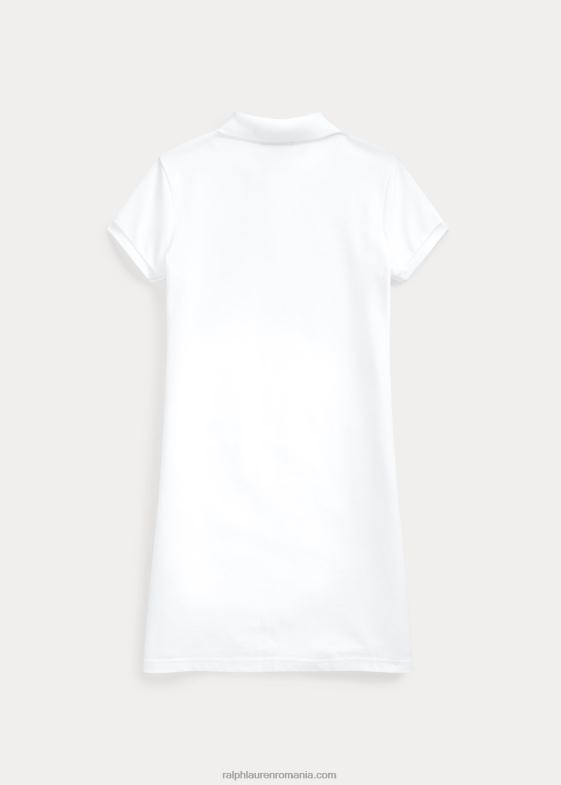 alb copii Ralph Lauren rochie polo din plasă de bumbac 046887021