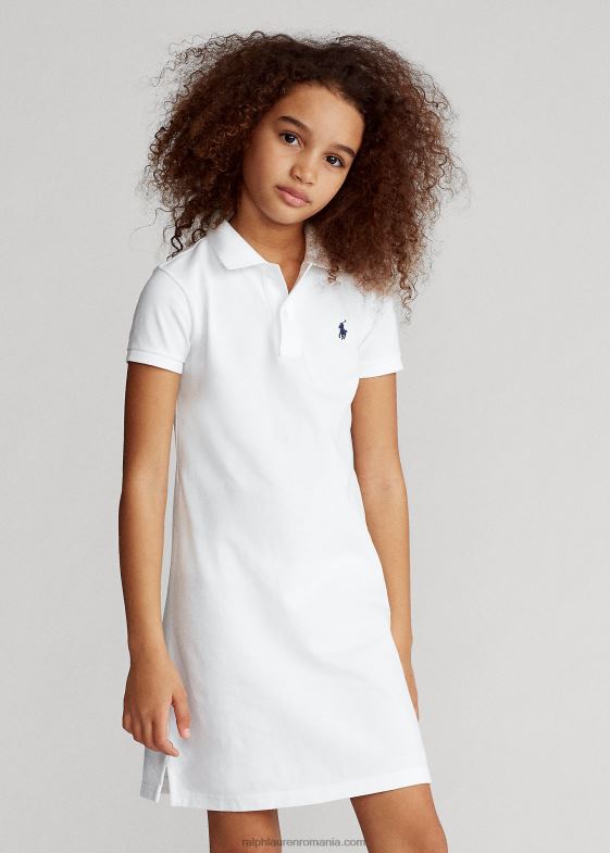 alb copii Ralph Lauren rochie polo din plasă de bumbac 046887021