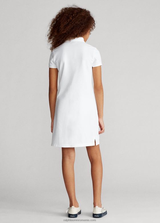 alb copii Ralph Lauren rochie polo din plasă de bumbac 046887021