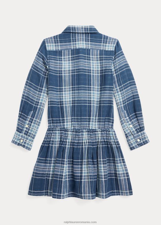 carouri albastru/marine copii Ralph Lauren rochie cămașă din bumbac în carouri 046887445