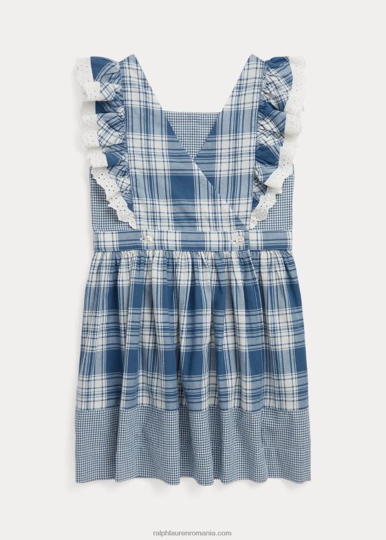 deckwash alb/albastru copii Ralph Lauren rochie madras din bumbac in carouri 046886834