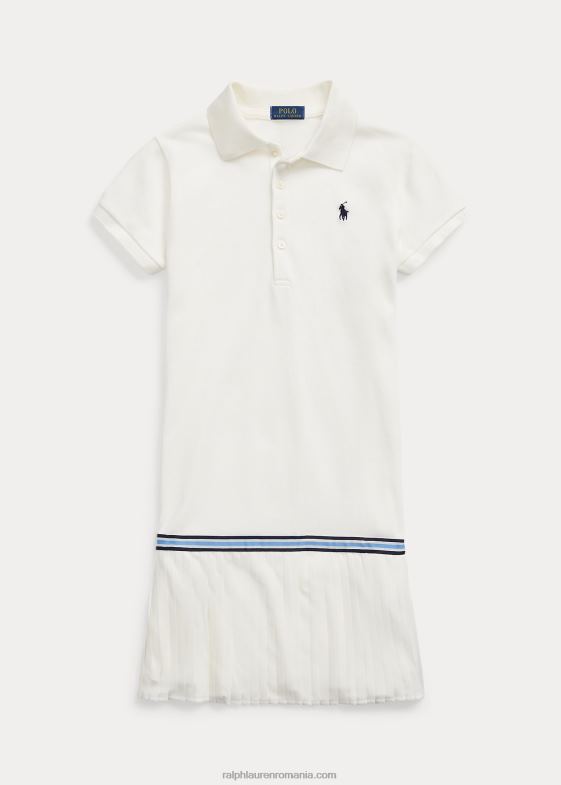 deckwash alb copii Ralph Lauren rochie polo din plasă elastică plisată 046887175