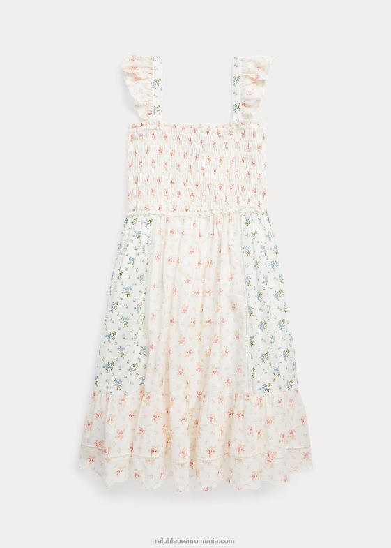 etta floral copii Ralph Lauren rochie batista din bumbac cu smock floral 046889978