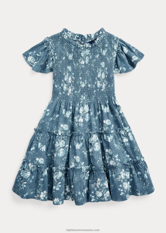 floral copii Ralph Lauren rochie din jerseu de bumbac cu fumuri florale 046886812