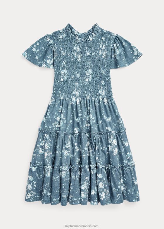 floral copii Ralph Lauren rochie din jerseu de bumbac cu fumuri florale 046887061