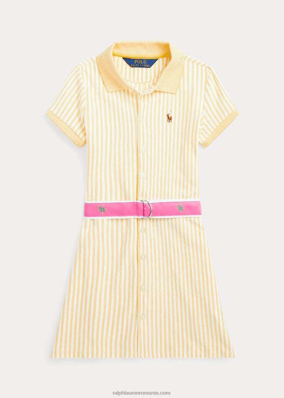 galben de porumb copii Ralph Lauren rochie polo oxford cu curea în dungi 046887372