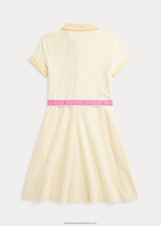 galben de porumb copii Ralph Lauren rochie polo oxford cu curea în dungi 046887522