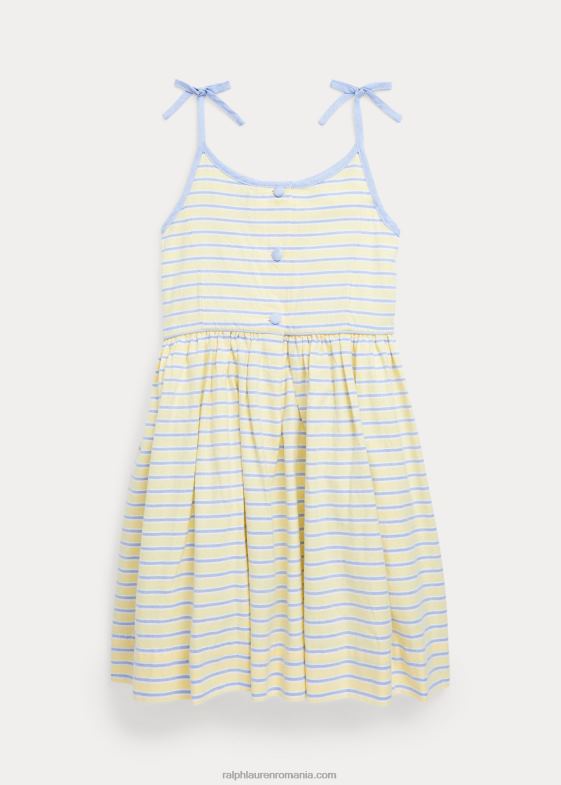 galben/marine copii Ralph Lauren rochie oxford din bumbac cu dungi 046886869