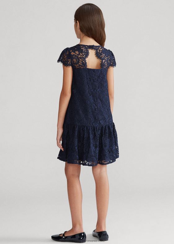 marina rafinată copii Ralph Lauren rochie din dantelă cu talie căzută 046887510