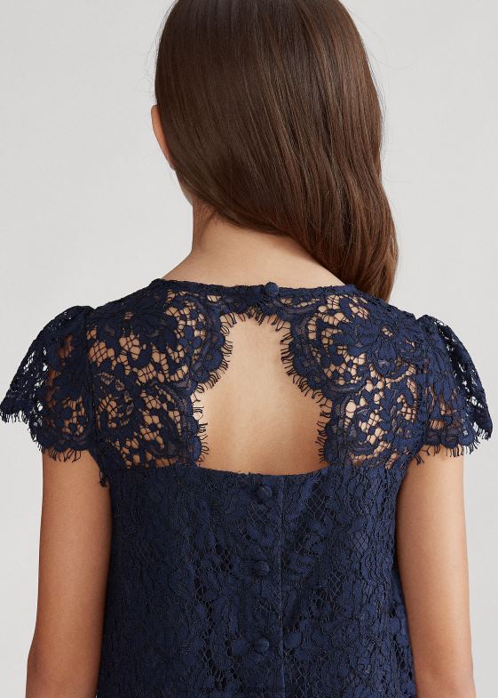 marina rafinată copii Ralph Lauren rochie din dantelă cu talie căzută 046887510